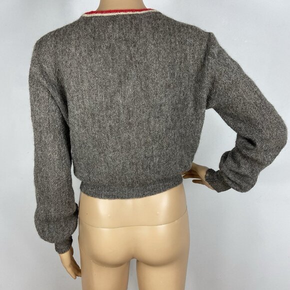 Vtg 1950s ? Catalina *Flawed* 100% Alpaca Cardigan Sz M Sweater Academia Grunge - Picture 13 of 16